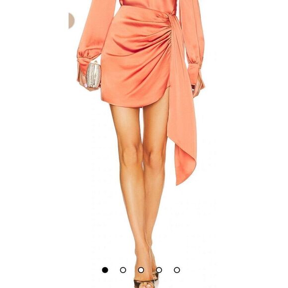 Jonathon SIMKHAI Mae Draped Mini Skirt in Coral NWT Size 10 - Picture 1 of 11